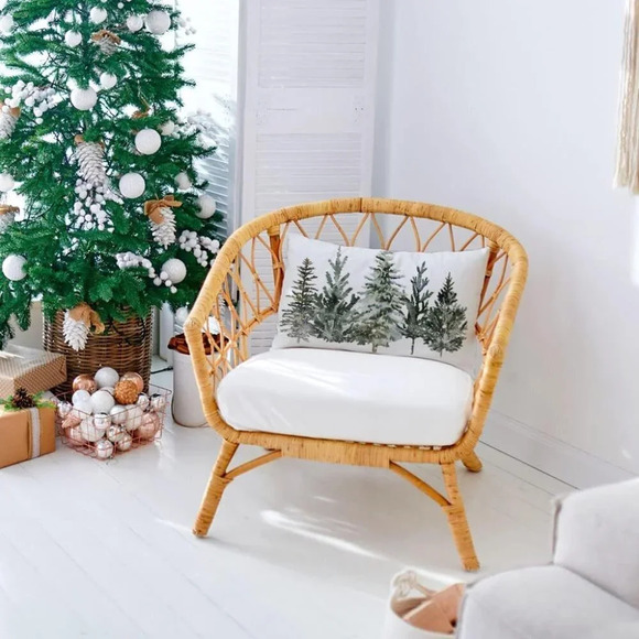 Christmas Winter Trees  Lumbar Throw Pillow Cover Decoration for Sofa Couch - Picture 3 of 7